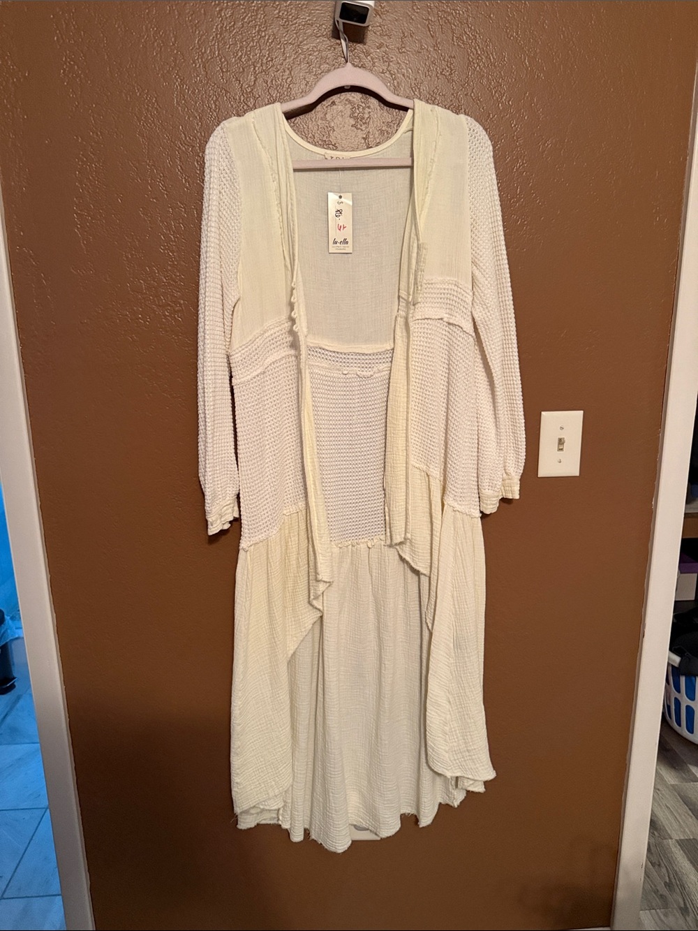 POL Cream Ribbed Tank with Scoop Neck